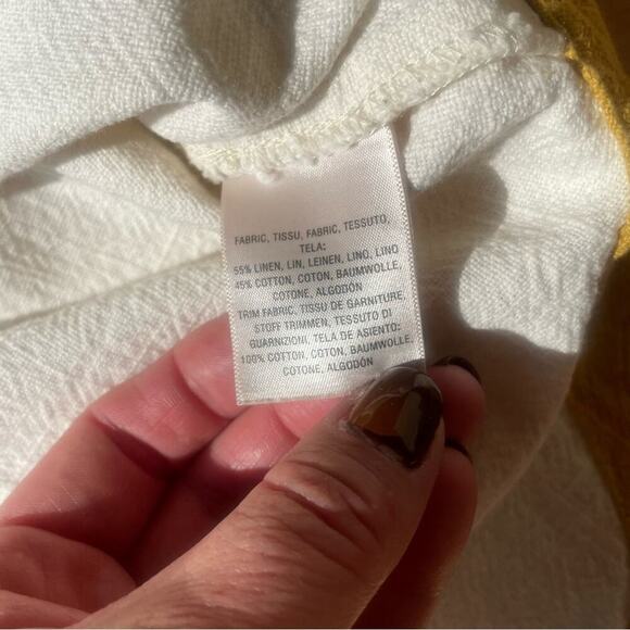 |Anthropologie| HD in Paris Cream & Mustard Asymmetrical Linen/Cotton Blend Top - Picture 6 of 8